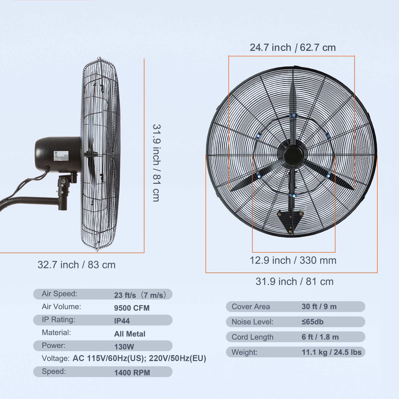 Wall Mount Misting Fan Industrial Oscillating High Velocity Black_voghion.com